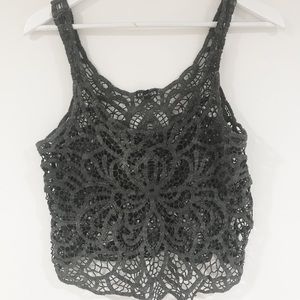 Express Floral Crochet Crop Top. Size XS